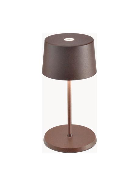 Kleine mobiele LED tafellamp Olivia Pro, dimbaar, Lamp: aluminium, gecoat, Nougat, Ø 11 x H 22 cm