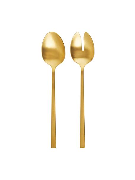 Komplet sztućców sałatkowych ze stali szlachetnej Shine, 2 elem., Stal szlachetna 18/8, Złoty, D 24 cm