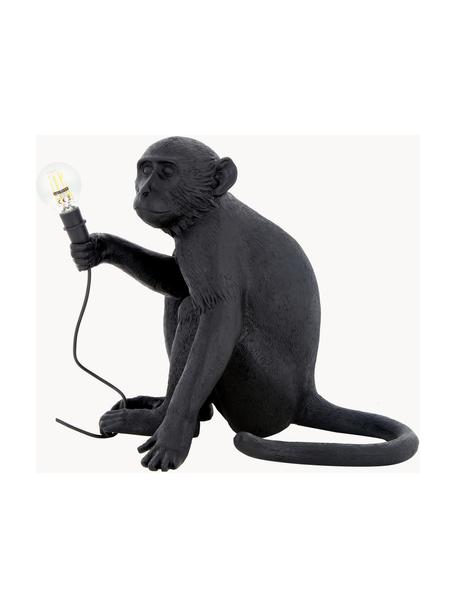 Design outdoor tafellamp Monkey met stekker, Lamp: kunsthars, Zwart, B 34 x H 32 cm