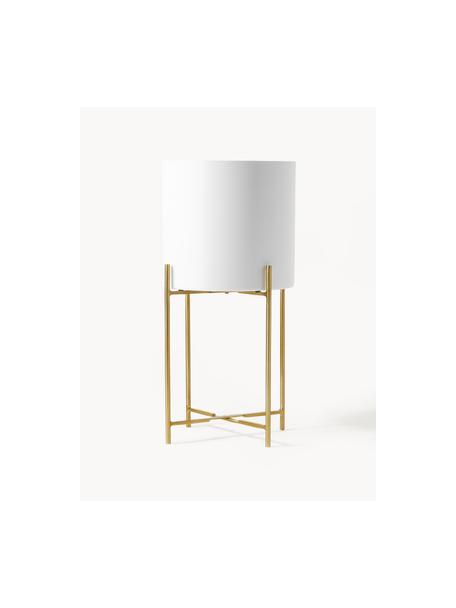 Set de maceteros de metal Mina, 2 uds., Metal con pintura en polvo, Blanco, dorado, Set de diferentes tamaños