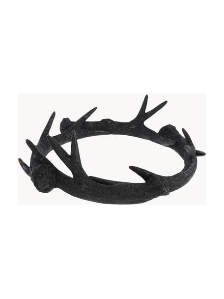 Kerzenhalter Gewenna, Polyresin, Schwarz, B 38 x H 11 cm