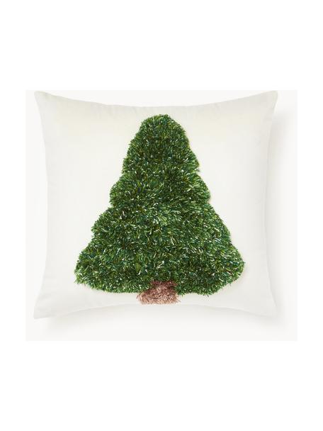 Poduszka Tree, Tapicerka: aksamit (100% poliester), Biały, zielony, S 30 x D 30 cm