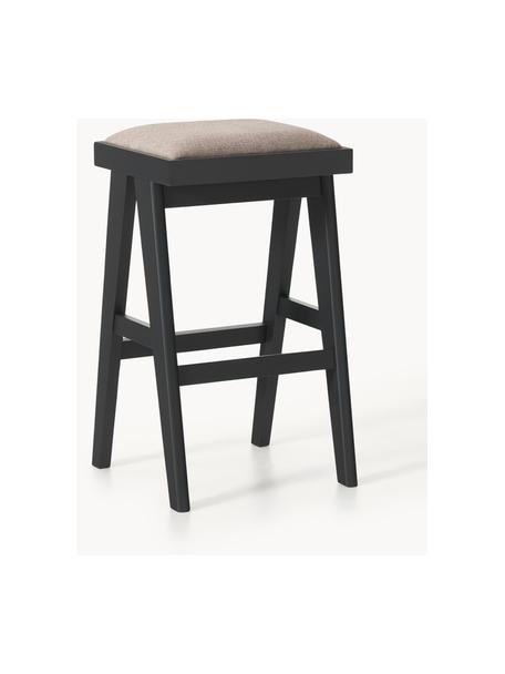 Tabouret de bar rembourré Sissi, Tissu grège, bois noir, larg. 46 x haut. 75 cm