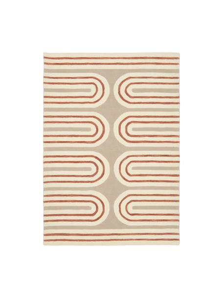 Handgetuft wollen vloerkleed Arne, Beige, terracotta, crèmewit, B 80 x L 150 cm (maat XS)
