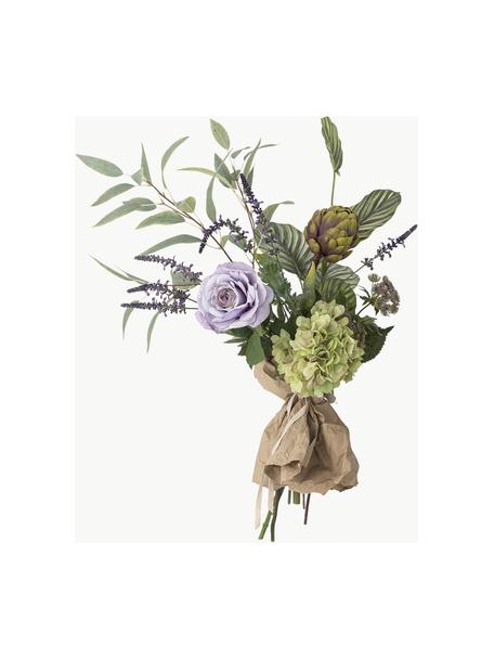 Bouquet de fleurs artificielles Whisper, Plastique, polyester, métal, Tons lilas et verts, multicolore, long. 80 cm