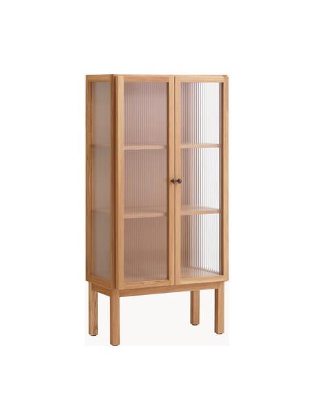 Highboard Curiosity aus Eichenholz, Eichenholz, Glas, Eichenholz, Transparent, B 71 x H 143 cm