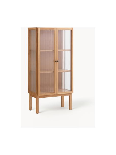 Highboard Curiosity aus Eichenholz, Eichenholz, Glas, Eichenholz, Transparent, B 71 x H 143 cm