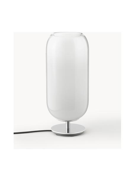 Lampe à poser soufflée bouche Gople, tailles variées, Blanc, argenté, Ø 15 x haut. 34 cm