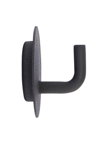 Colgadores de metal Lema, 2 uds., Aluminio recubierto, Negro, Ø 6 x F 5 cm