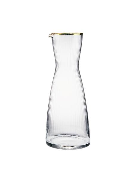 Karafa na vodu  se zlatým okrajem Golden Twenties, 1 L, Sklo, Transparentní se zlatým okrajem, V 26 cm, 1 L