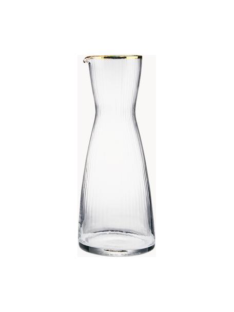 Carafe à eau en verre Twenties, 1 L, Verre, Transparent avec bord doré, 1 L