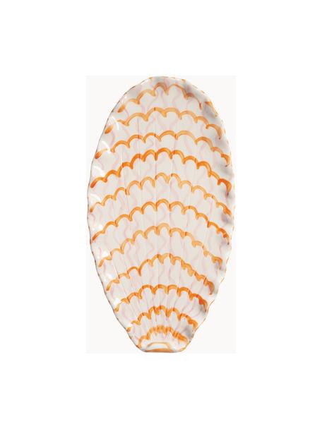 Servierplatte Shellegance, L 35 cm, Steingut, glasiert, Off White, Rosa, Orange, B 35 x T 19 cm