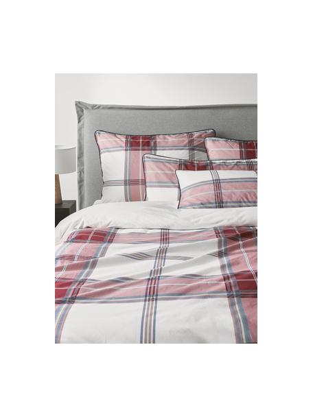 Geruite perkalkatoenen dekbedovertrek Scarlet, Weeftechniek: perkal Draaddichtheid 180, Rood, wit, B 140 x L 200 cm