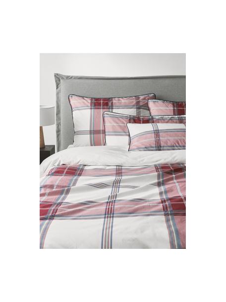 Karierter Baumwollperkal-Bettdeckenbezug Scarlet, Webart: Perkal Fadendichte 180 TC, Rot, Weiß, B 135 x L 200 cm