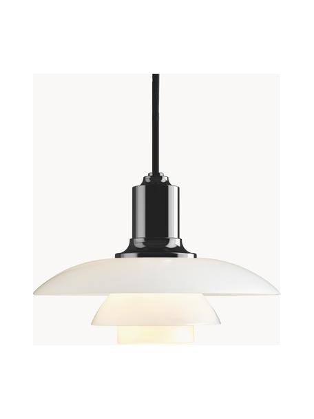 Kleine hanglamp PH 2/1, mondgeblazen, Lampenkap: opaalglas, mondgeblazen, Zwart, wit, Ø 20 x H 14 cm