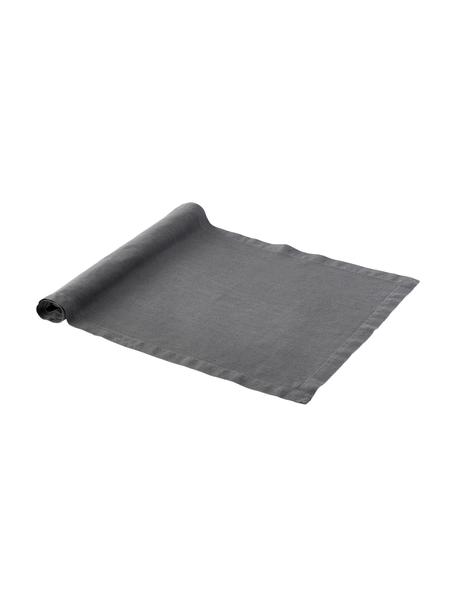 Lněný stolní běhoun se vzorem rybí kosti Audra, 100 % len, Zelená, béžová, Š 46 cm, D 147 cm