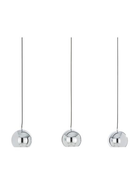 Lámpara de techo grande Ball, Anclaje: metal pintado, Cable: cubierto en tela, Cromo brillante, negro mate, An 100 x Al 18 cm