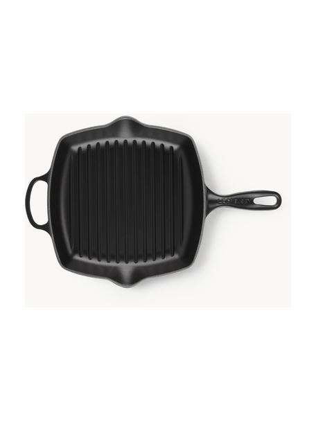 Quadratische Grillpfanne Signature Collection aus Gusseisen mit Rillenstruktur, Eisen, emailliert, Schwarz, B 44 x H 5 cm