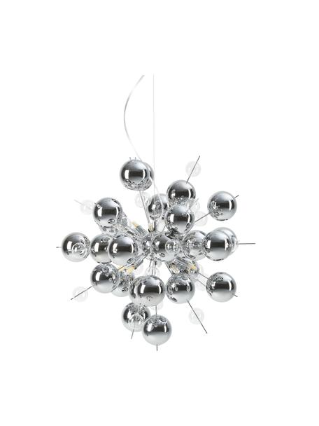 Závesná lampa zo sklenených guľôčok Explosion, Chrómová, Ø 65 cm