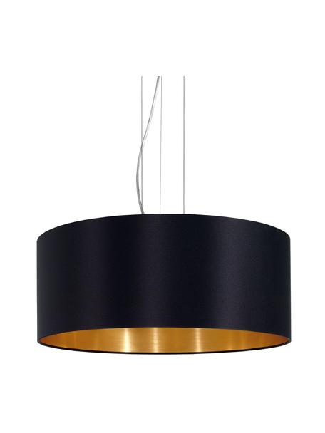 Hanglamp Jamie met goudkleurige decoratie, Baldakijn: vernikkeld metaal, Fitting: vernikkeld metaal, Zilverkleurig, zwart, Ø 53  x H 24 cm
