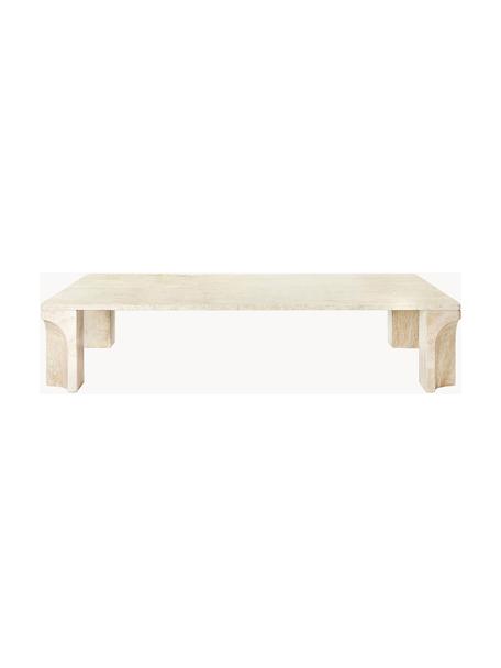 Table basse en travertin Doric, larg. 140 cm, Travertin, Travertin aux tons beiges, larg. 140 x prof. 80 cm