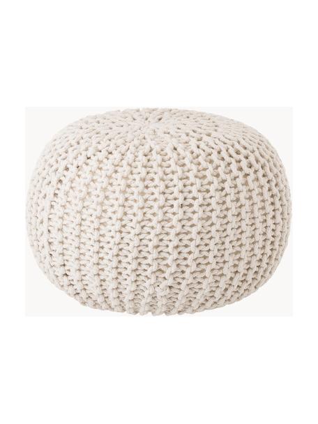 Ručně vyrobený pletený puf Dori, Krémově bílá, Ø 55 cm, V 35 cm