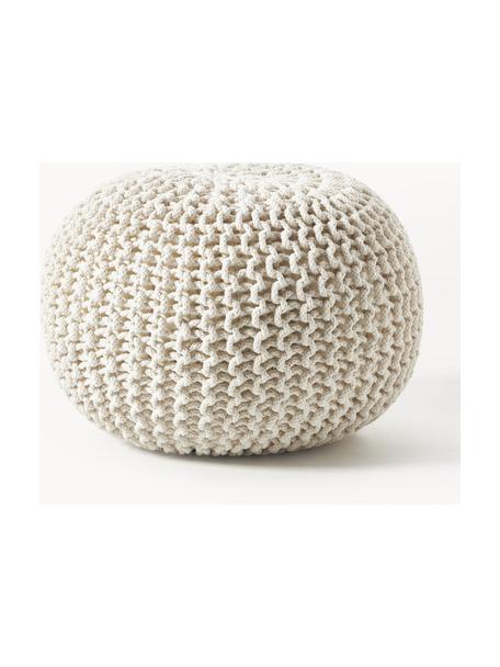 Handgefertigter Strickpouf Dori, Bezug: 100 % Baumwolle, Cremeweiß, Ø 55 x H 35 cm