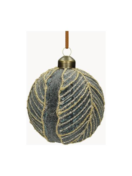 Bombka odporna na stłuczenia Leaf, 2 szt., Szkło, poliester, tworzywo sztuczne, Szaroniebieski, Ø 8 cm