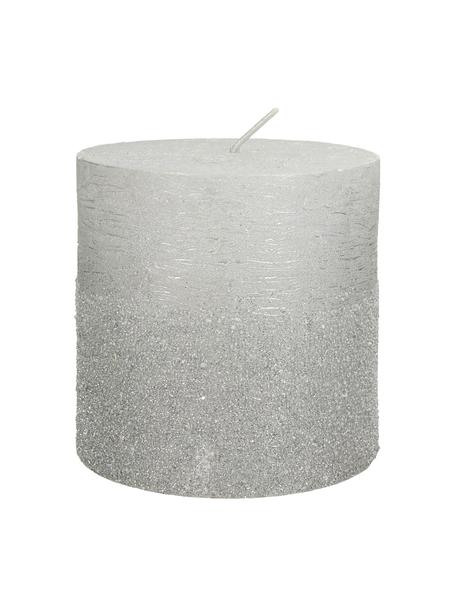 Bougie pilier argentée Glitters, Cire, Couleur argentée, Ø 10 x haut. 10 cm