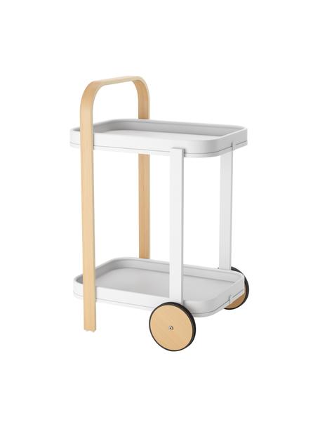 Wózek barowy z metalu Bellwood, Stelaż: metal powlekany, Biały, jasne drewno naturalne, S 53 x W 80 cm