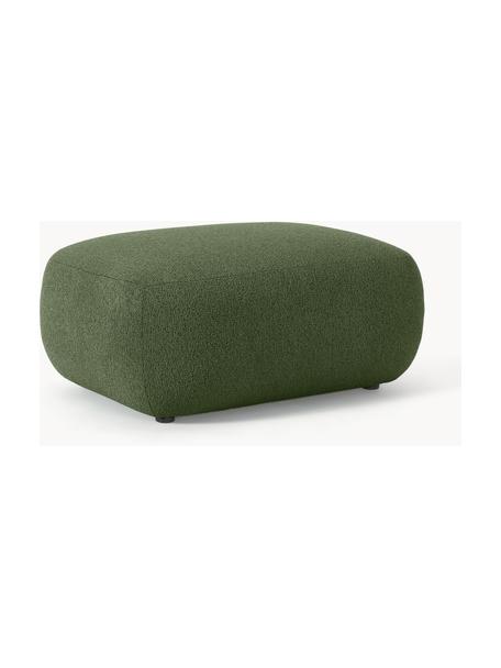 Reposapiés puf en tejido bouclé Sofia, Tapizado: tejido bouclé (100% polié, Estructura: madera de abeto con certi, Patas: plástico, Bouclé verde oscuro, An 99 x F 78 cm