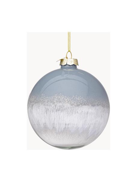 Pallina albero di Natale Elegance, varie misure, Vetro, Grigio-blu, bianco, argentato, Ø 10 x Alt. 10 cm, 8 pz