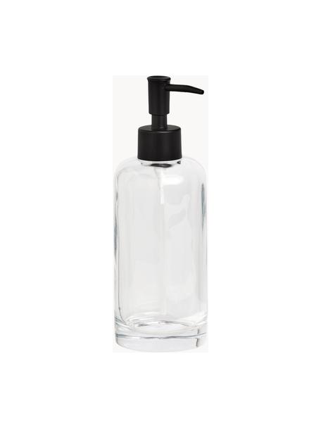 Dosatore di sapone in vetro Clear, Contenitore: vetro, Testa della pompa: metallo, Trasparente, nero, Ø 7 x Alt. 20 cm