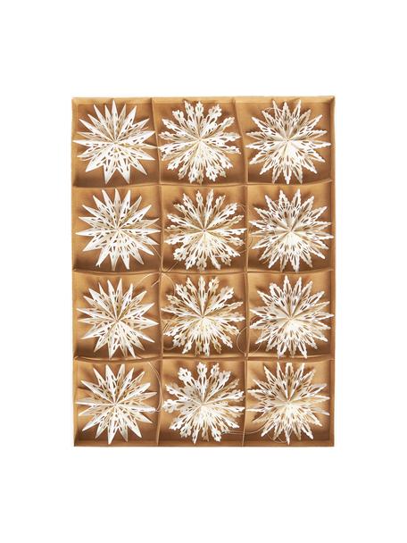 Décorations de sapin de Noël Lucia, 12 élém., Papier, Blanc crème, Ø 10 cm
