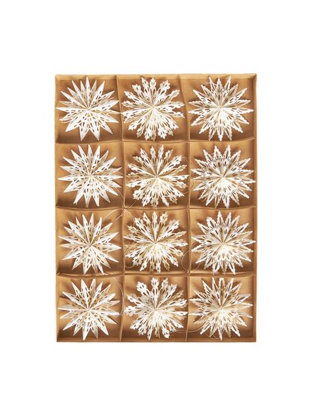 Set de adornos navideños Lucia, 12 uds., Papel, Blanco crema, Ø 10 cm