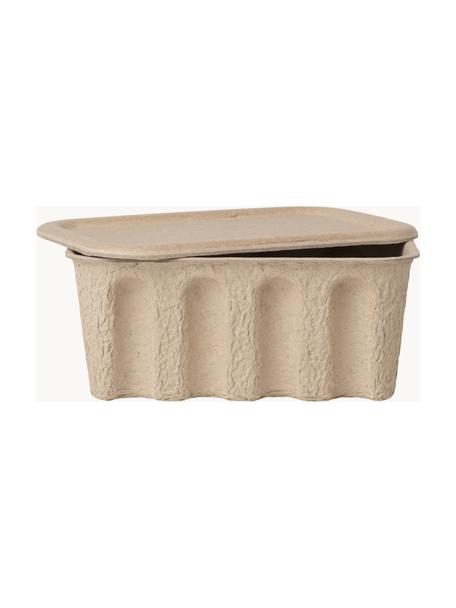 Aufbewahrungsboxen Pulp aus Papierzellstoff, T 18 cm, 2 Stück, Papierzellstoff, Beige, B 28 x T 18 cm