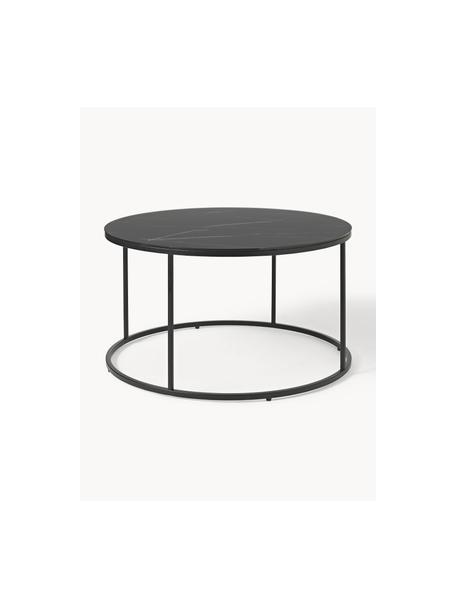 Table basse ronde look marbre Antigua, Noir look marbre, Ø 80 cm