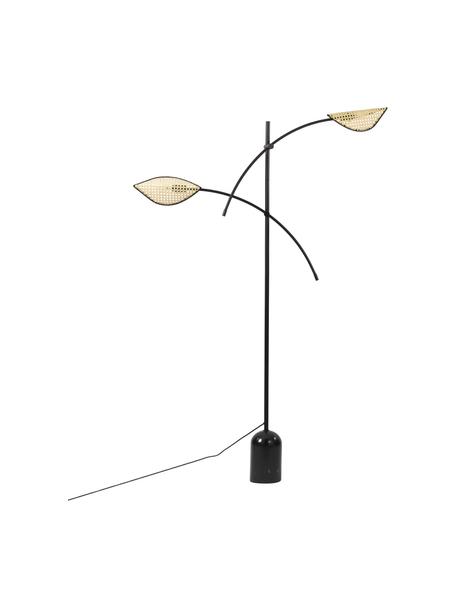Lampa podłogowa z plecionki wiedeńskiej Freja, Czarny, jasny brązowy, S 100 x W 160 cm