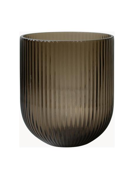 Vaso in vetro Simple Stripe, alt. 18 cm, Vetro, Greige, semi trasparente, Ø 16 x Alt. 18 cm