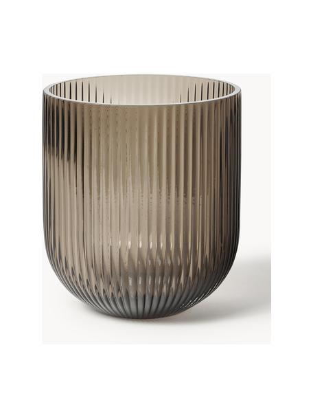 Glas-Vase Simple Stripe, H 18 cm, Glas, Greige, semi-transparent, Ø 16 x H 18 cm