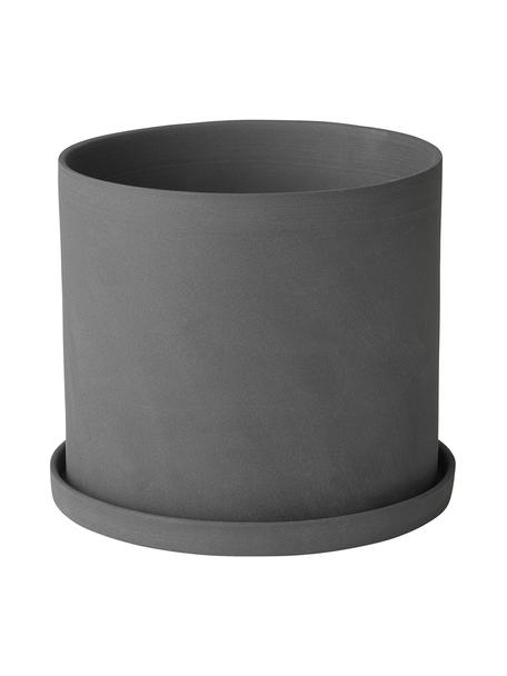 Maceta pequeña de porcelana Nona, Porcelana, Gris, Ø 15 x Al 13 cm