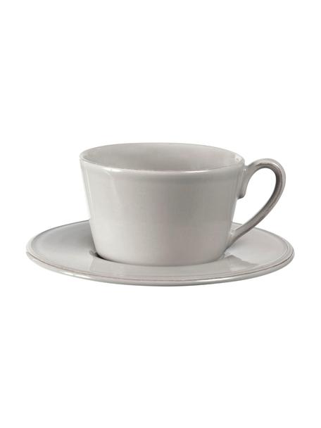 Taza de té con platito Constance, estilo rústico, Gres, Gris claro, Ø 19 x Al 8 cm, 375 ml