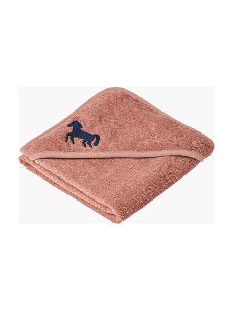 Ręcznik z bawełny organicznej dla dzieci Batu, 100% bawełna organiczna z certyfikatem GOTS, Brudny różowy z motywem konia, S 70 x D 70 cm