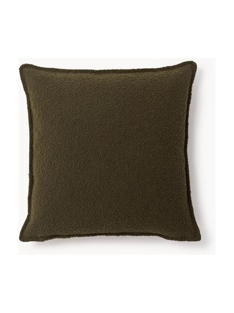 Poduszka bouclé Lennon, Tapicerka: 80% poliester, 20% akryl, Oliwkowozielony bouclé, S 60 x D 60 cm