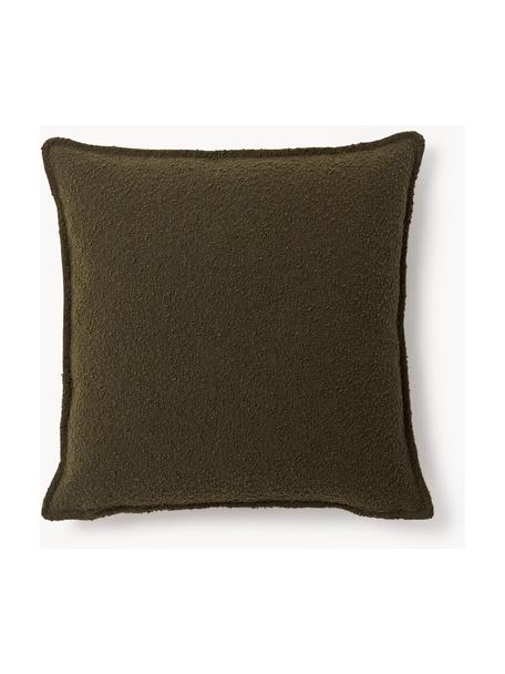 Cojín en tejido bouclé sofá Lennon, Funda: tejido bouclé (80% poliés, Bouclé verde oliva, An 60 x L 60 cm
