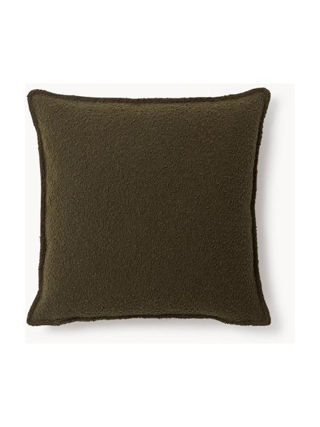 Coussin canapé en bouclette Lennon, Bouclette vert olive, larg. 60 x long. 60 cm