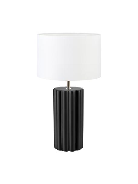Moderne Keramik-Tischlampe Column, Lampenschirm: Stoff, Lampenfuß: Keramik, Weiß, Schwarz, Ø 24 x H 44 cm