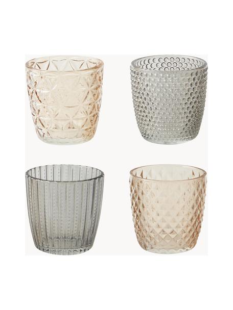 Teelichthalter-Set Marilu aus Glas, 4er-Set, Glas, Hellbraun, Grau, Ø 8 x H 8 cm