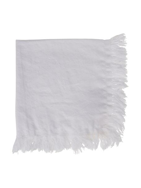 Baumwoll-Servietten Nalia in Weiss mit Fransen, 2 Stück, 100% Baumwolle, Weiss, B 35 x L 35 cm