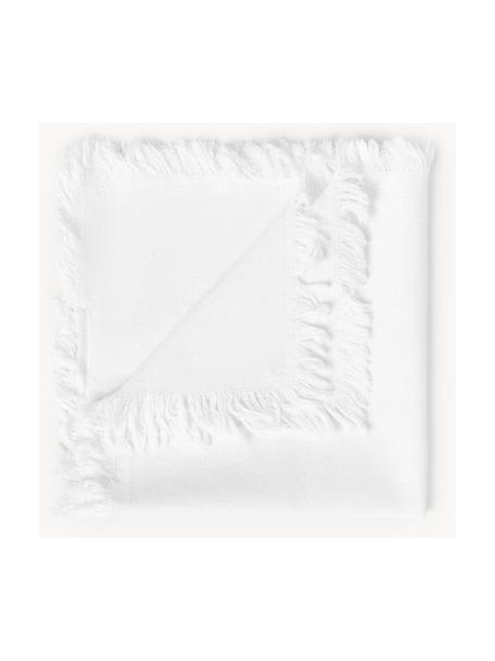 Serviettes de table avec franges Nalia, 2 pièces, 100 % coton, Blanc, larg. 35 x long. 35 cm